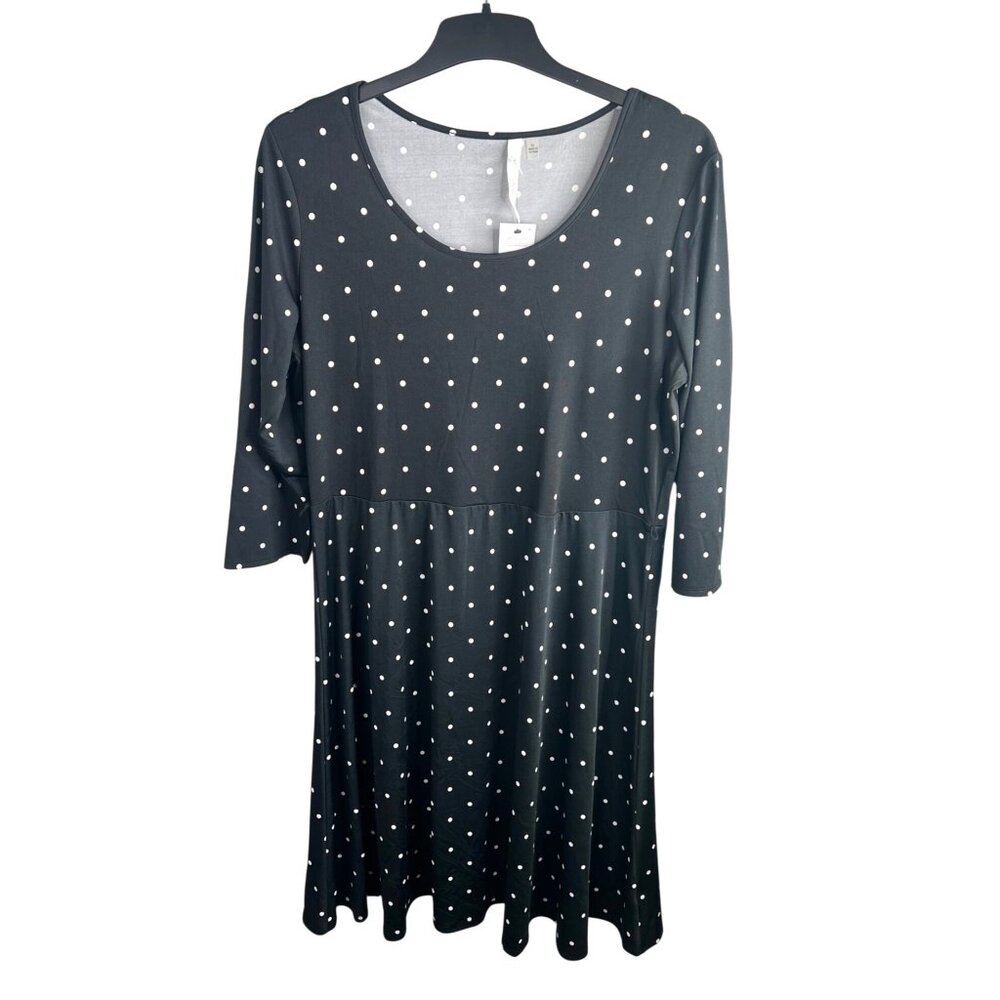 NY Collection Polka Dot Black & White Womens Dress Size XL